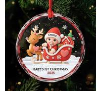 Personal Chic Personalised Ornament - Baby's 1st Christmas Ornaments for Newborns - Baby bump christmas bauble, Christmas hanging decor, xmas decorations, baby first (Model #2)