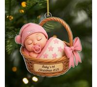 Personal Chic Personalised Ornament - Baby's First Christmas - Baby bump christmas bauble, Christmas hanging decor, Babies 1st, Newborn baby (Girl #2)