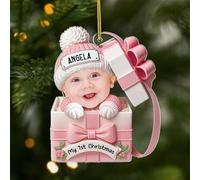 Personal Chic Personalised Ornament - Baby's First Christmas with Photo - Baby bump christmas bauble, Christmas hanging decor, Babies 1st, Newborn baby (Model #6)