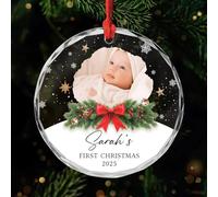 Personal Chic Personalised Ornament - Baby's First Christmas with Photo - Baby bump christmas bauble, Christmas hanging decor, xmas decorations, Pregnant expecting parents xmas gifts (Model #2)