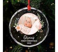 Personal Chic Personalised Ornament - Baby's First Christmas with Photo - Baby bump christmas bauble, Christmas hanging decor, xmas decorations, Pregnant expecting parents xmas gifts (model #6)