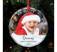 Personal Chic Personalised Ornament - Baby's First Christmas with Photo - Baby bump christmas bauble, Christmas hanging decor, xmas decorations, Pregnant expecting parents xmas gifts (model #4)