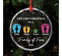 Personal Chic Personalised Ornament - First Family Christmas - Christmas tree decorations personalised, Hanging decor xmas, personalised xmas tree baubles, (4 members)