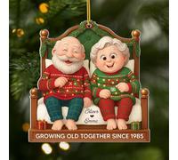 Personal Chic Personalised Ornament - Growing Old Together [3D Printing Effect] - Couples xmas gift, Personalised couple christmas decorations, Funny Acrylic Christmas Ornament for Couples (Model #6)