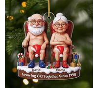 Personal Chic Personalised Ornament - Growing Old Together [3D Printing Effect] - Couples xmas gift, Personalised couple christmas decorations, Funny Acrylic Christmas Ornament for Couples (Model #4)