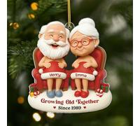 Personal Chic Personalised Ornament - Growing Old Together [3D Printing Effect] - Couples xmas gift, Personalised couple christmas decorations, Funny Acrylic Christmas Ornament for Couples (Model #2)