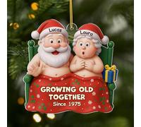 Personal Chic Personalised Ornament - Growing Old Together [3D Printing Effect] - Couples xmas gift, Personalised couple christmas decorations, Funny Acrylic Christmas Ornament for Couples (Model #7)
