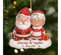 Personal Chic Personalised Ornament - Growing Old Together [3D Printing Effect] - Gift for couples xmas, Personalised couple christmas decorations, Christmas Ornament for Couples (Model #2)