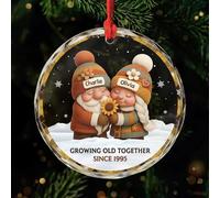 Personal Chic Personalised Ornament - Growing Old Together - Gift for couples xmas, personalised couple christmas decorations, Glass Xmas Ornament for Couples (Model #12)