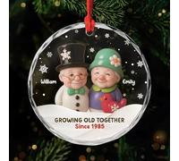 Personal Chic Personalised Ornament - Growing Old Together - Gift for couples xmas, personalised couple christmas decorations, Glass Xmas Ornament for Couples, glass christmas tree ornament (Model #2)
