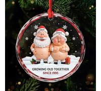 Personal Chic Personalised Ornament - Growing Old Together - Glass Xmas Ornament for Couples, Gift for couples xmas, Personalised Glass Naughty Mr And Mrs Claus Christmas Ornaments (Model #2)