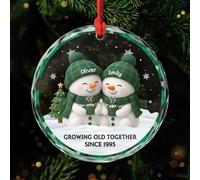 Personal Chic Personalised Ornament - Growing Old Together - Glass Xmas Ornament for Couples, Gift for couples xmas, Personalised Glass Naughty Mr And Mrs Claus Christmas Ornaments (Model #3)
