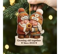 Personal Chic Personalised Ornament - Growing Old Together Since - Gift for couples xmas, personalised couple christmas decorations, reindeer christmas tree decorations (Model #1)