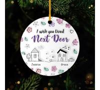 Personal Chic Personalised Ornament - I Wish You Lived Next Door - Friends ornament, ornament for best friend, Friendship gifts, christmas hanging decor, xmas (2 Members)