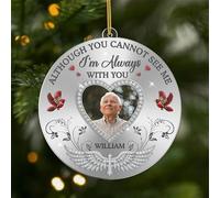 Personal Chic Personalised Ornament - I'm Always With You With Photo - personalised gifts from heaven, memorial christmas bauble, photo xmas baubles, personalised christmas decorations (model #4)