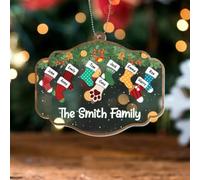Personal Chic Personalised Ornament - Merry Christmas For Family - Christmas tree decorations personalised, Hanging decor xmas, personalised xmas tree baubles (9 Kids)