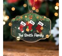 Personal Chic Personalised Ornament - Merry Christmas For Family - Christmas tree decorations personalised, Hanging decor xmas, personalised xmas tree baubles (3 Kids)