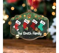 Personal Chic Personalised Ornament - Merry Christmas For Family - Christmas tree decorations personalised, Hanging decor xmas, personalised xmas tree baubles (4 Kids)