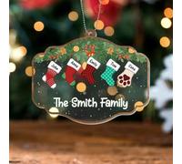 Personal Chic Personalised Ornament - Merry Christmas For Family - Christmas tree decorations personalised, Hanging decor xmas, personalised xmas tree baubles (5 Kids)