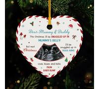 Personal Chic Personalised Ornament - Mum and Dad to be - Baby bump christmas bauble, Christmas hanging decor, Pregnant expecting parents xmas gifts, christmas decorations (Model #2)