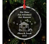 Personal Chic Personalised Ornament - New Home New Adventures - Christmas tree decorations personalised, Personalised xmas tree baubles, Hanging decor xmas, House warming gifts new home (Model #2)