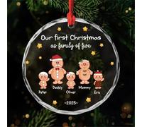 Personal Chic Personalised Ornament - Our First Christmas as a Family - Christmas tree decorations personalised, Hanging decor xmas, personalised xmas tree baubles (3 kids)