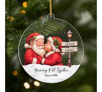 Personal Chic Personalised Ornament - Santa Ornaments for Couples - Gift for couples xmas, personalised couple christmas decorations, (Model #2)