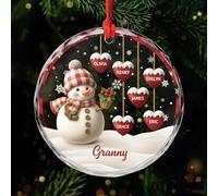 Personal Chic Personalised Ornament - Snowman Ornaments for Grandma - Christmas decorations personalised, grandma gifts, hanging decor xmas, crystal ornaments gifts (Model #4)