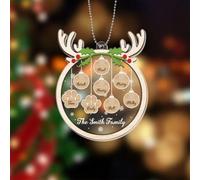 Personal Chic Personalised Ornament - The Family - Christmas tree decorations personalised, Hanging decor xmas, family xmas gifts, Personalised christmas bauble family (8 Kids)