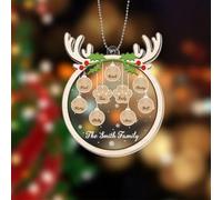 Personal Chic Personalised Ornament - The Family - Christmas tree decorations personalised, Hanging decor xmas, family xmas gifts, Personalised christmas bauble family (9 Kids)