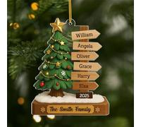 Personal Chic Personalised Ornament - Tree Ornament Acrylic with Family Names - Personalised christmas bauble family, Christmas tree decorations, Hanging decor xmas, family xmas gifts (model #3)