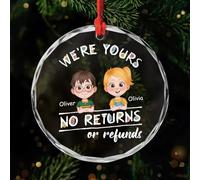 Personal Chic Personalised Ornament - We're Yours No Returns or Refunds - Christmas tree decorations personalised, Hanging decor xmas, personalised xmas tree baubles (2 kids)