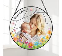Personal Chic Personalised Stained Glass Suncatcher - Family Tree - Sun Catchers For Windows, Grandma Suncatcher, Crystal Suncatcher, Plant Suncatcher (Model #6)
