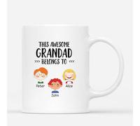 Personal Chic Personalised This Daddy Grandad Belongs to Mug - Personalised Gift for Dad for Christmas, Father's Day, Birthday, Anniversary (7 Kids, Model # 1)