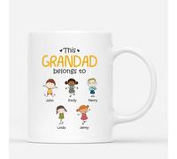 Personal Chic Personalised This Grandad Daddy Belongs to Mug - Personalised Gift for Dad for Christmas, Father's Day, Birthday, Anniversary (7 Kids, Model # 2)