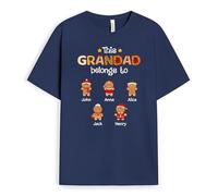 Personal Chic Personalised This Grandad, Grandma Belongs to T-Shirt - Personalised Gift for Christmas, Father's Day, Mother's Day, Birthday (1 Kid, Navy)