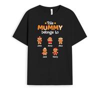 Personal Chic Personalised This Grandad, Grandma Belongs to T-Shirt - Personalised Gift for Christmas, Father's Day, Mother's Day, Birthday (6 Kids, Black)