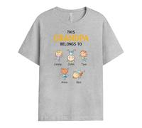 Personal Chic Personalised This Grandad/Grandma Belongs to T-Shirt - Personalised Gift for Christmas, Mother's Day, Father's Day, Birthday and Special Occasions (4 Kids, Model #1)