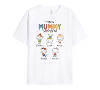 Personal Chic Personalised This Grandad/Grandma Belongs to T-Shirt - Personalised Gift for Christmas, Mother's Day, Father's Day, Birthday and Special Occasions (3 Kids, Model #3)