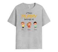 Personal Chic Personalised This Grandad/Grandma Belongs to T-Shirt - Personalised Gift for Christmas, Mother's Day, Father's Day, Birthday and Special Occasions (5 Kids, Model #4)