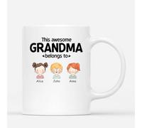 Personal Chic Personalised This Mummy Grandma Belongs to Mug - Personalised Gift for Mum for Christmas, Mother's Day, Birthday, Anniversary (6 Kids, Model # 2)