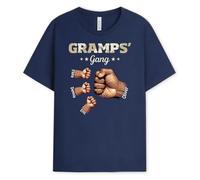 Personal Chic Personalised Tshirt - Grandad's Gang, Fist Bump Grandad with Kids - Gifts for Grandad, Dad Gifts Personalised (UK, Alpha, S, 5XL, Regular, Regular, 3 Children)