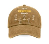 Personal Chic Personalised Washed Cotton Cap - Grandad with Grandkids Names - Grandad Hat, Personalised Caps for Men, Custom Hat, Denim Cap, Mens Caps, Dad Gift (5 Kids)