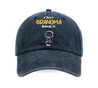 Personal Chic Personalised Washed Cotton Cap - Grandad with Grandkids Names - Grandad Hat, Personalised Caps for Men, Custom Hat, Denim Cap, Mens Caps, Dad Gift (1 Kid)