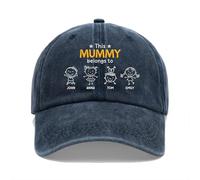 Personal Chic Personalised Washed Cotton Cap - This Dad Belongs to - Grandad Hat, Personalised Caps for Men, Custom Hat, Denim Cap, Mens Caps, Dad Cap, (4 Kids)