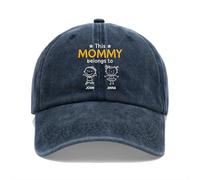 Personal Chic Personalised Washed Cotton Cap - This Dad Belongs to - Grandad Hat, Personalised Caps for Men, Custom Hat, Denim Cap, Mens Caps, Dad Cap, (2 Kids)