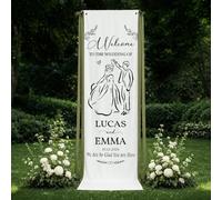 Personal Chic Personalised Wedding Fabric Sign - Welcome To The Wedding Of... - wedding sign, wedding welcome sign with stand, welcome to our wedding sign, wedding decorations for reception (Model #2)