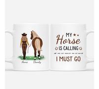 Personal Chic Personalized My Horse is Calling, I Must Go Mug - Personalised Horse Gifts for Women, Horse Mug, Horse Riding Gifts (Woman)