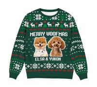 Personal Chic Ugly Christmas Sweater - Merry Woofmas Cats Dogs - Christmas jumpers for women, christmas jumper cat, kitten christmas jumper, gifts for dog dad (Model #1)