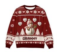 Personal Chic Ugly Christmas Sweater - Snowman for Grandma - Christmas Jumpers for Women, Xmas Jumpers, Long Sleeve Shirts Women, Personalised Gifts for Grandma (Model #1)